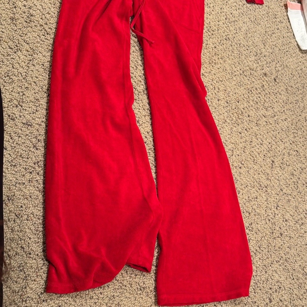 JUICY COUTURE Russian Red Terry Basic Tracksuit Top XL Bottom L - Picture 3 of 9